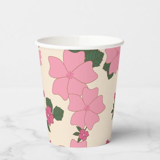 Rosa Blume, Blumenmuster, Muster von Blume Pappbecher (Links)