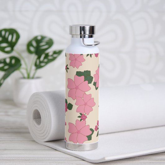 Rosa Blume, Blumenmuster, Muster von Blume Trinkflasche (Yoga)