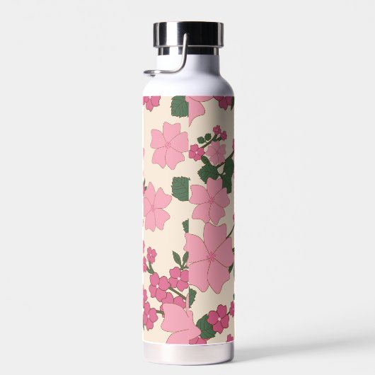 Rosa Blume, Blumenmuster, Muster von Blume Trinkflasche (Rechts)