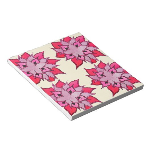 Rosa Blume Blumenmuster Notizblock (angewinkelt)