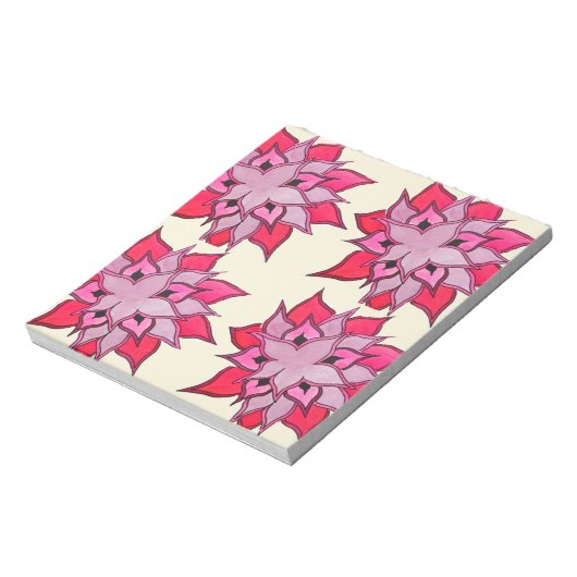 Rosa Blume Blumenmuster Notizblock (Rotiert)