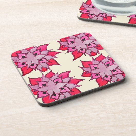 Rosa Blume Blumenmuster Untersetzer (Linke Seite)