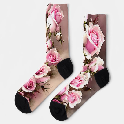 Rosa Blume, blumenreich Socken (Linkes Detail)