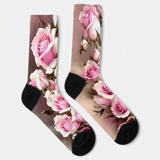 Rosa Blume, blumenreich Socken (Rechts)