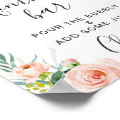 Rosa Blume Blumenstrauß Mimosa Bar Wedding Zeichen Poster (Ecke)