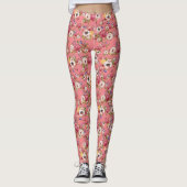 Rosa Blume Blumenwasser Farbe für sie Leggings (Vorderseite)