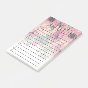 Rosa Blume Blumenzwiebelliste oder Lebensmittellis Post-it Klebezettel
