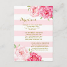 Rosa Blume Blush Stripe Wedding Direction Insert