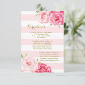 Rosa Blume Blush Stripe Wedding Direction Insert (Stehend Vorderseite)