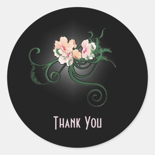 Rosa Blume Blüten Danke Runder Aufkleber (Vorderseite)