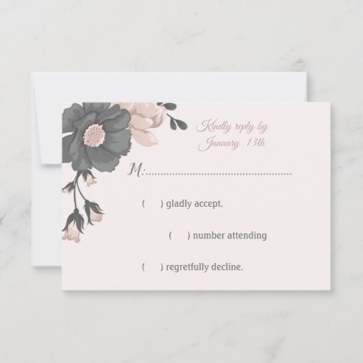 Rosa Blume, Blüten und Blütenblätter RSVP Karte (Vorderseite)