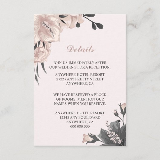 Rosa Blume, Blütenblätter und Blütenblätter Begleitkarte (Vorderseite)