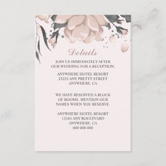 Rosa Blume, Blütenblätter und Blütenblätter Begleitkarte (Vorderseite)