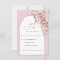 Rosa Blume Boho arch rsvp-Karte