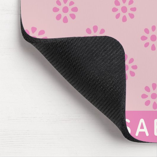 Rosa Blume Boho Ästhetische Muster Personalisiert Mousepad (Ecke)