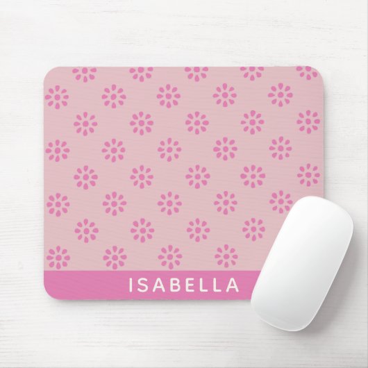 Rosa Blume Boho Ästhetische Muster Personalisiert Mousepad (Mit Mouse)