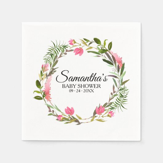 Rosa Blume Boho Blumenkraut Kinderdusche Serviette (Vorderseite)