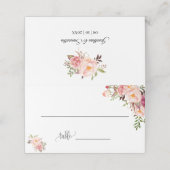Rosa Blume Boho Chic Hochzeitssitze geklappt Platzkarte (Außenseite Aufgefaltet)