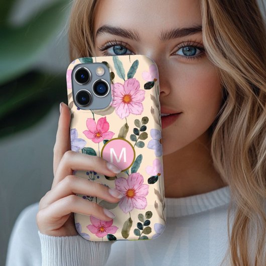 Rosa Blume boho monogramm iPhone Gehäuse Case-Mate iPhone Hülle