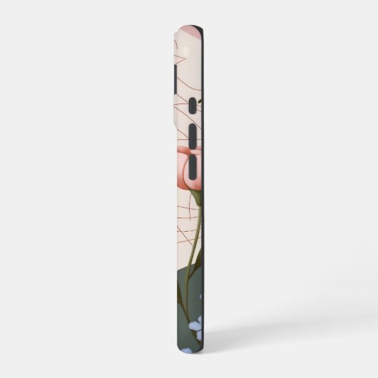 Rosa Blume, Boho Muster iPhone 16 Hülle (Linke Seite)
