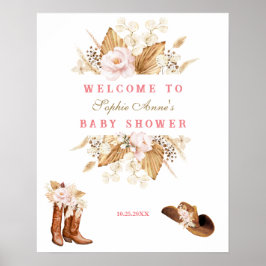 Rosa Blume Boots Babydusche Begrüßungszeichen Poster
