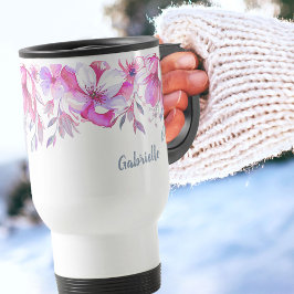 Rosa Blume Border and Brush Script Name Reisebecher