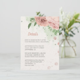 Rosa Blume, botanisch Begleitkarte