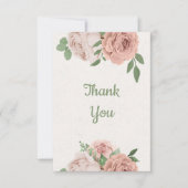 Rosa Blume, botanisch Dankeskarte (Vorderseite)