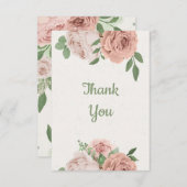 Rosa Blume, botanisch Dankeskarte (Vorne/Hinten)