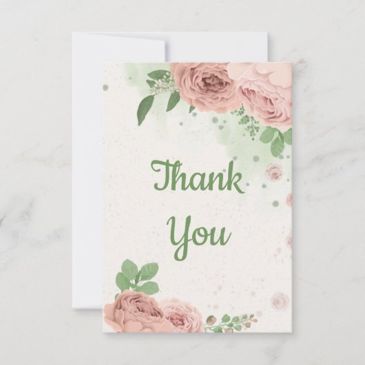 Rosa Blume, botanisch Dankeskarte (Vorderseite)