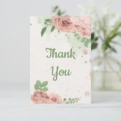 Rosa Blume, botanisch Dankeskarte (Stehend Vorderseite)