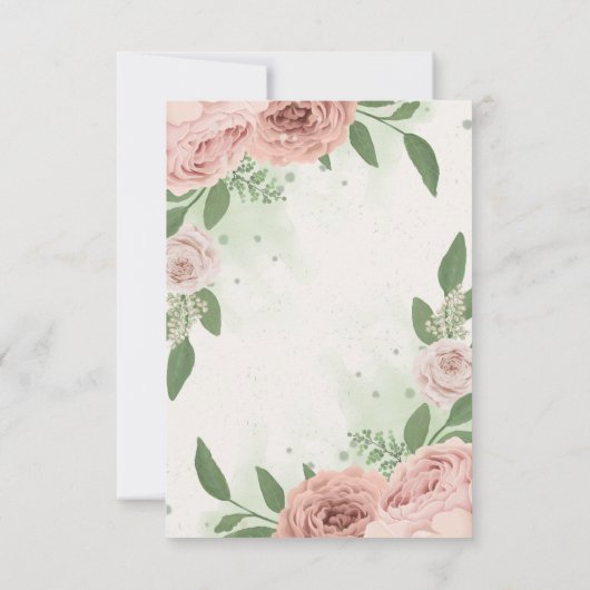 Rosa Blume, botanisch Dankeskarte (Rückseite)