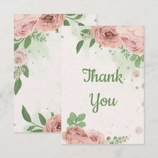 Rosa Blume, botanisch Dankeskarte (Vorne/Hinten)