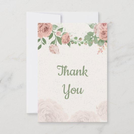 Rosa Blume, botanisch Dankeskarte (Vorderseite)