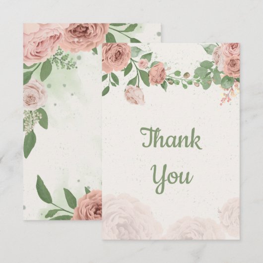 Rosa Blume, botanisch Dankeskarte (Vorne/Hinten)