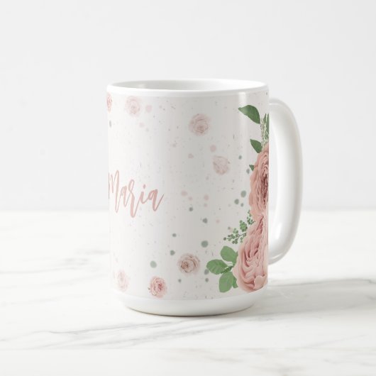 Rosa Blume, botanisch Kaffeetasse (VorderseiteRechts)