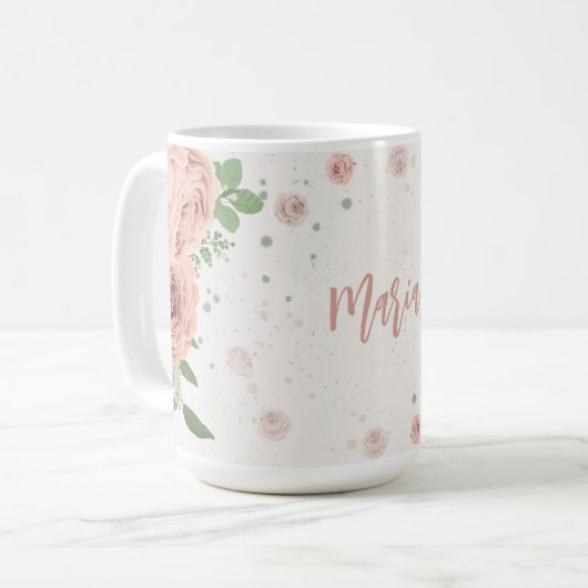 Rosa Blume, botanisch Kaffeetasse (Vorderseite Links)