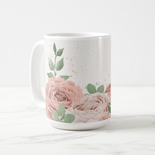 Rosa Blume, botanisch Kaffeetasse (Vorderseite Links)