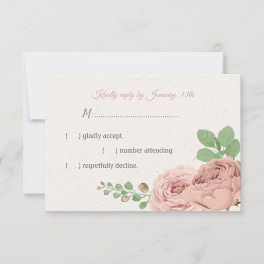 Rosa Blume, botanisch RSVP Karte (Vorderseite)