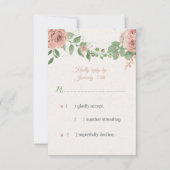 Rosa Blume, botanisch RSVP Karte (Vorderseite)