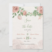 Rosa Blume, botanisch Save The Date (Vorderseite)