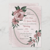 rosa Blume botanische geometrische Hochzeit Einladung (Vorne/Hinten)