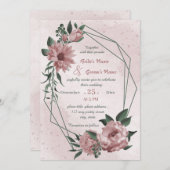 rosa Blume botanische geometrische Hochzeit Einladung (Vorne/Hinten)