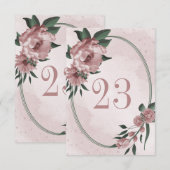rosa Blume botanische geometrische Tischnummer (Vorne/Hinten)