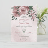 Rosa Blume botanische Hochzeit Einladung (Stehend Vorderseite)