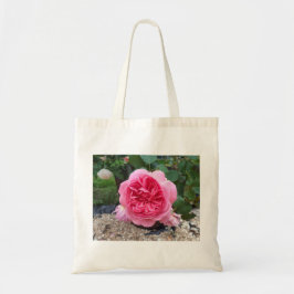 Rosa Blume Botanische Leinwand Blumenstrauß Tasche