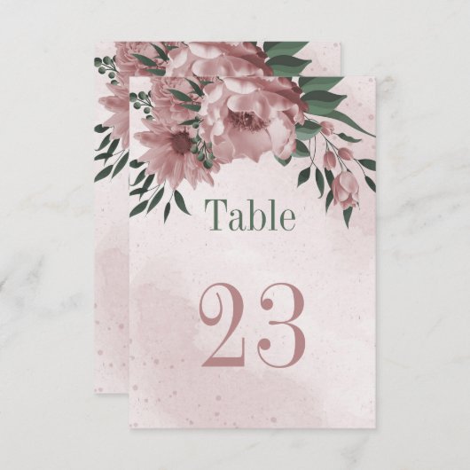 Rosa Blume botanische Tischnummer (Vorne/Hinten)