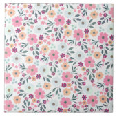 Rosa Blume Botanisches Weißes Design Fliese (Vorderseite)