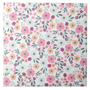 Rosa Blume Botanisches Weißes Design Fliese