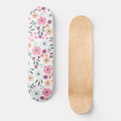 Rosa Blume Botanisches Weißes Design Skateboard (Vorderseite)